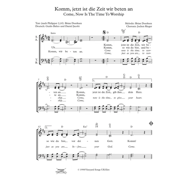 Produktbild des Artikels Komm jetzt ist die Zeit wir beten an (Noten - Download)