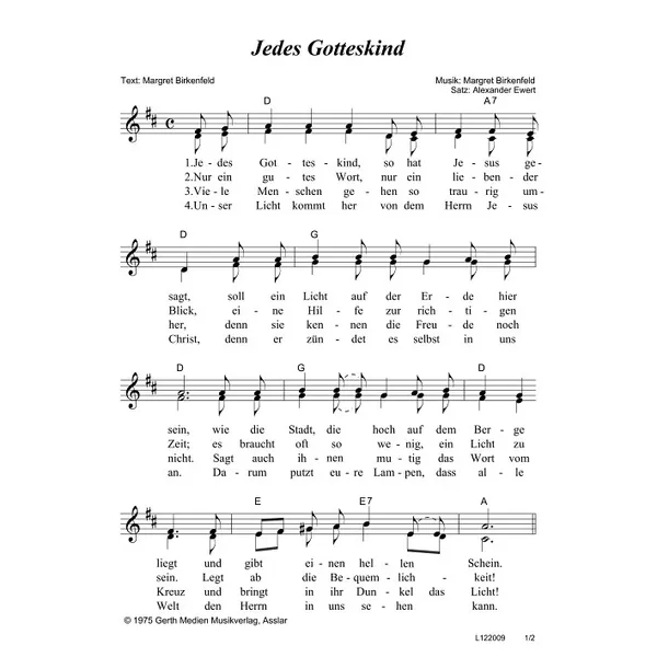 Produktbild des Artikels Jedes Gotteskind (Noten - Download)