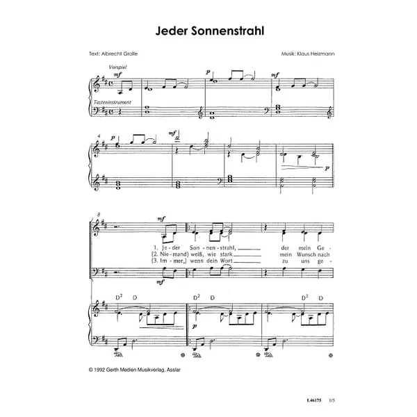 Produktbild des Artikels Jeder Sonnenstrahl (Noten - Download)