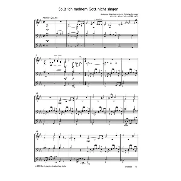 Produktbild des Artikels Sollt ich meinem Gott nicht singen (Noten - Download)