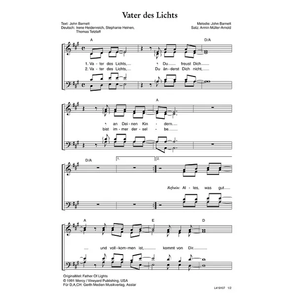 Produktbild des Artikels Vater des Lichts (Noten - Download)