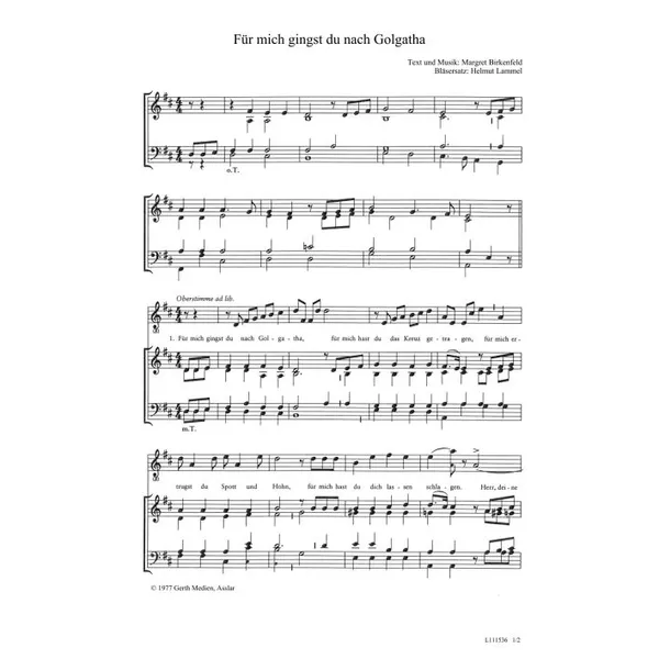 Produktbild des Artikels Für mich gingst du nach Golgatha (Noten - Download)
