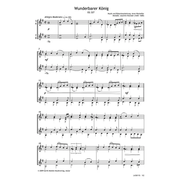 Produktbild des Artikels Wunderbarer König (Noten - Download)