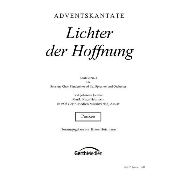 Produktbild des Artikels Lichter der Hoffnung (Pauken) (Noten - Download)