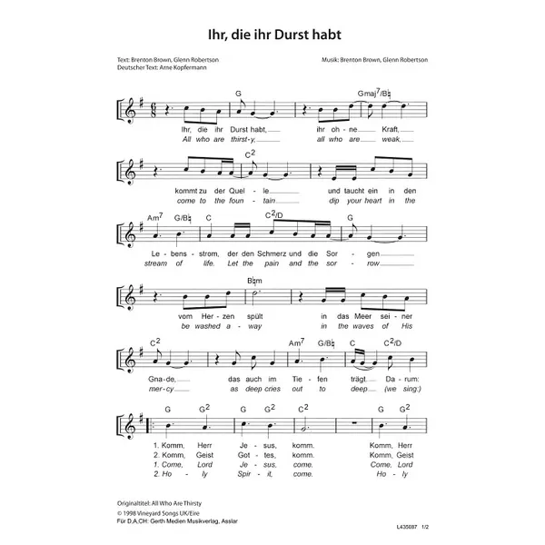 Produktbild des Artikels Ihr, die ihr Durst habt (Noten - Download)
