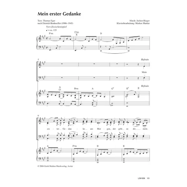 Produktbild des Artikels Mein erster Gedanke (Noten - Download)