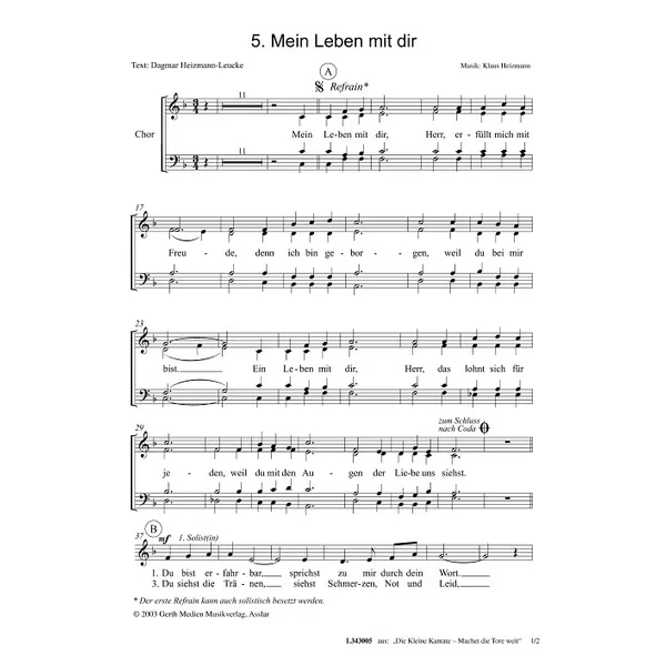 Produktbild des Artikels Mein Leben mit dir (Noten - Download)