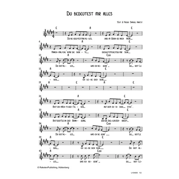 Produktbild des Artikels Du bedeutest mir alles (Noten - Download)