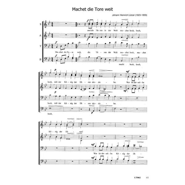 Produktbild des Artikels Machet die Tore weit (Noten - Download)