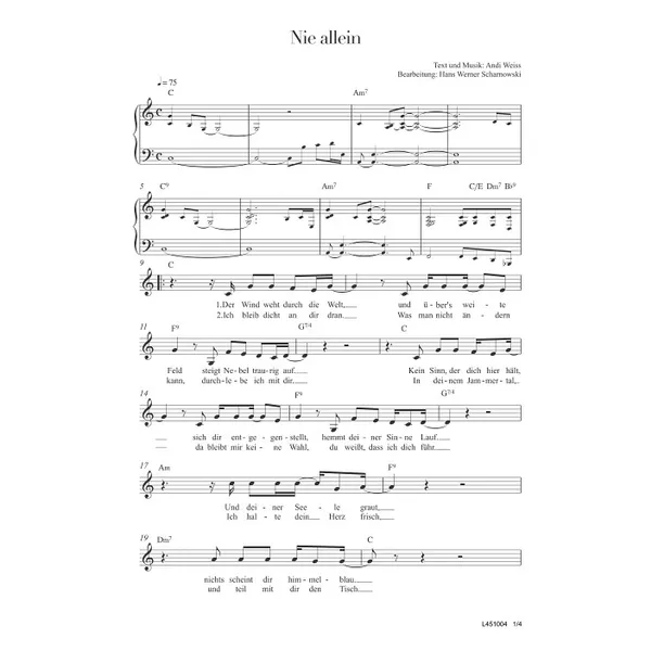 Produktbild des Artikels Nie allein (Noten - Download)