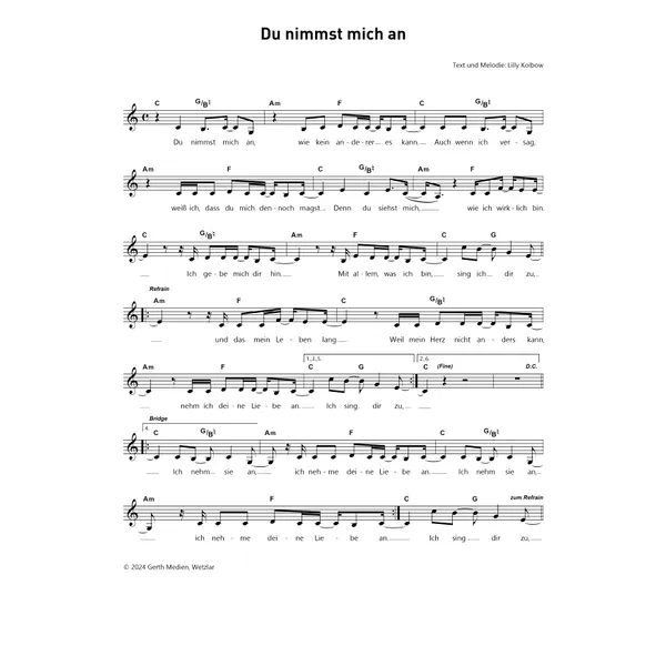 Produktbild des Artikels Du nimmst mich an (Noten - Download)