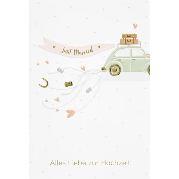 Produktbild des Artikels Faltkarte "Just married" - Auto (Schreibwaren)