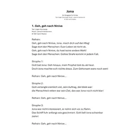 Produktbild des Artikels Jona - Singspiel für Kinder (Liedtexte) (Noten - Download)