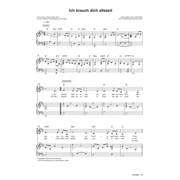 Produktbild des Artikels Ich brauch dich allezeit (Noten - Download)