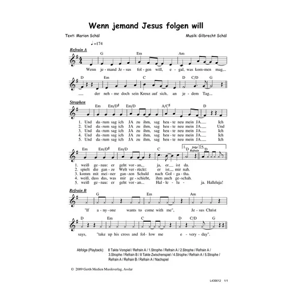 Produktbild des Artikels Wenn jemand Jesus folgen will (Noten - Download)