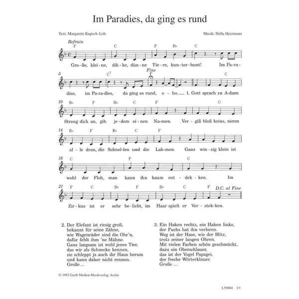 Produktbild des Artikels Im Paradies, da ging es rund (Noten - Download)