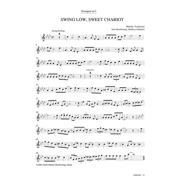 Produktbild des Artikels Swing Low, Sweet Chariot (Trompete in C) (Noten - Download)