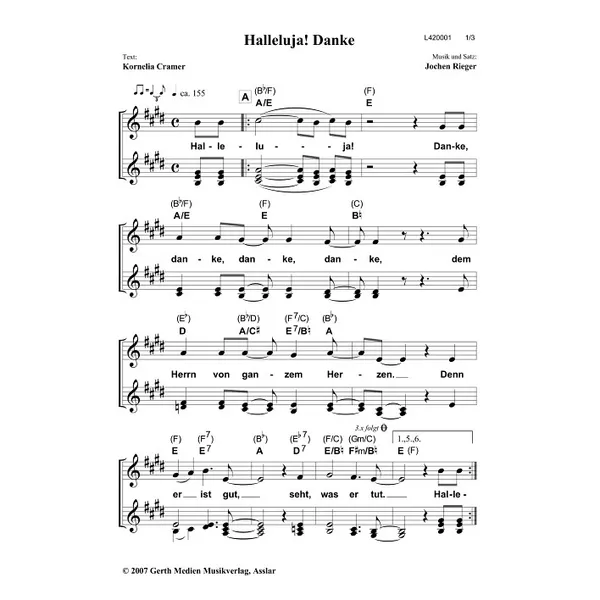 Produktbild des Artikels Halleluja! Danke (Noten - Download)