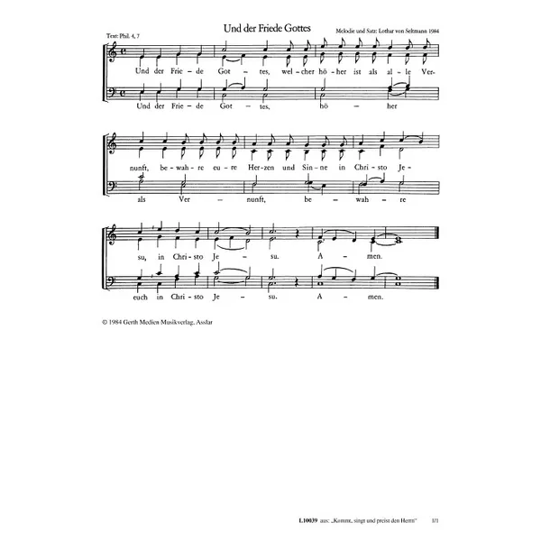 Produktbild des Artikels Und der Friede Gottes (Noten - Download)