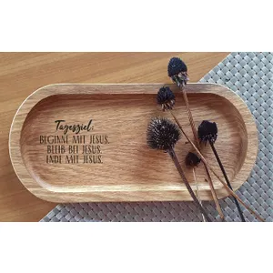 Produktbild des Artikels Holztablett "Tagesziel: Beginne mit Jesus" ()