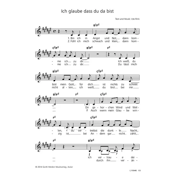Produktbild des Artikels Ich glaube, dass du da bist (Noten - Download)