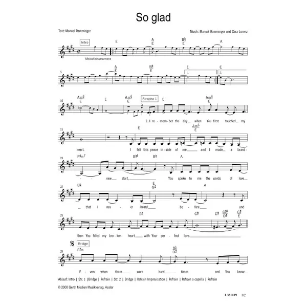 Produktbild des Artikels So glad (Noten - Download)