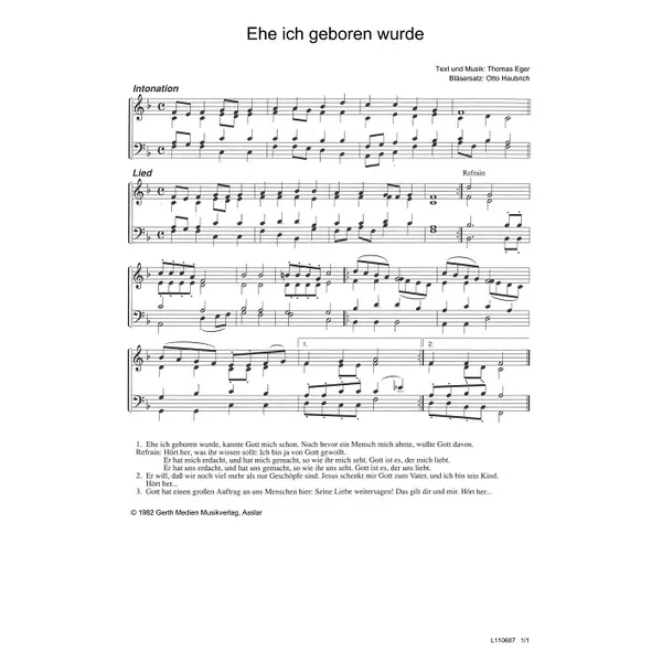 Produktbild des Artikels Ehe ich geboren wurde (Noten - Download)