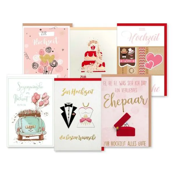 Produktbild des Artikels Faltkarten Hochzeit - 6er Set (Schreibwaren)