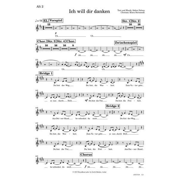 Produktbild des Artikels Ich will dir danken (Alt 2) (Noten - Download)