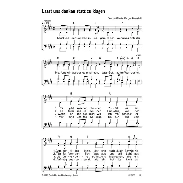 Produktbild des Artikels Lasst uns danken, statt zu klagen (Noten - Download)