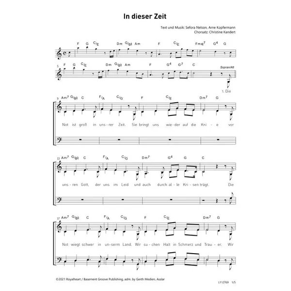 Produktbild des Artikels In dieser Zeit (Noten - Download)