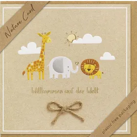 Produktbild des Artikels Faltkarte "Willkommen auf der Welt" - Tierkinder (Schreibwaren)