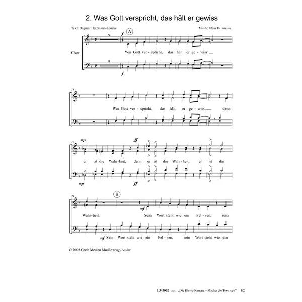 Produktbild des Artikels Was Gott verspricht, das hält er gewiss (Noten - Download)