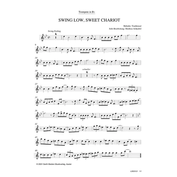Produktbild des Artikels Swing Low, Sweet Chariot (Trompete in B) (Noten - Download)