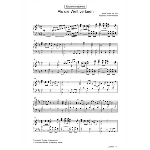 Produktbild des Artikels Als die Welt verloren (Klavier) (Noten - Download)